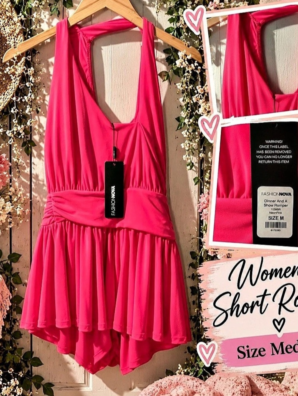 Fashion Nova Dinner And A Show Romper Pink Size Medium